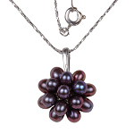 Perlenkette, Halskette Süßwasserperlen, platiniert, 5026